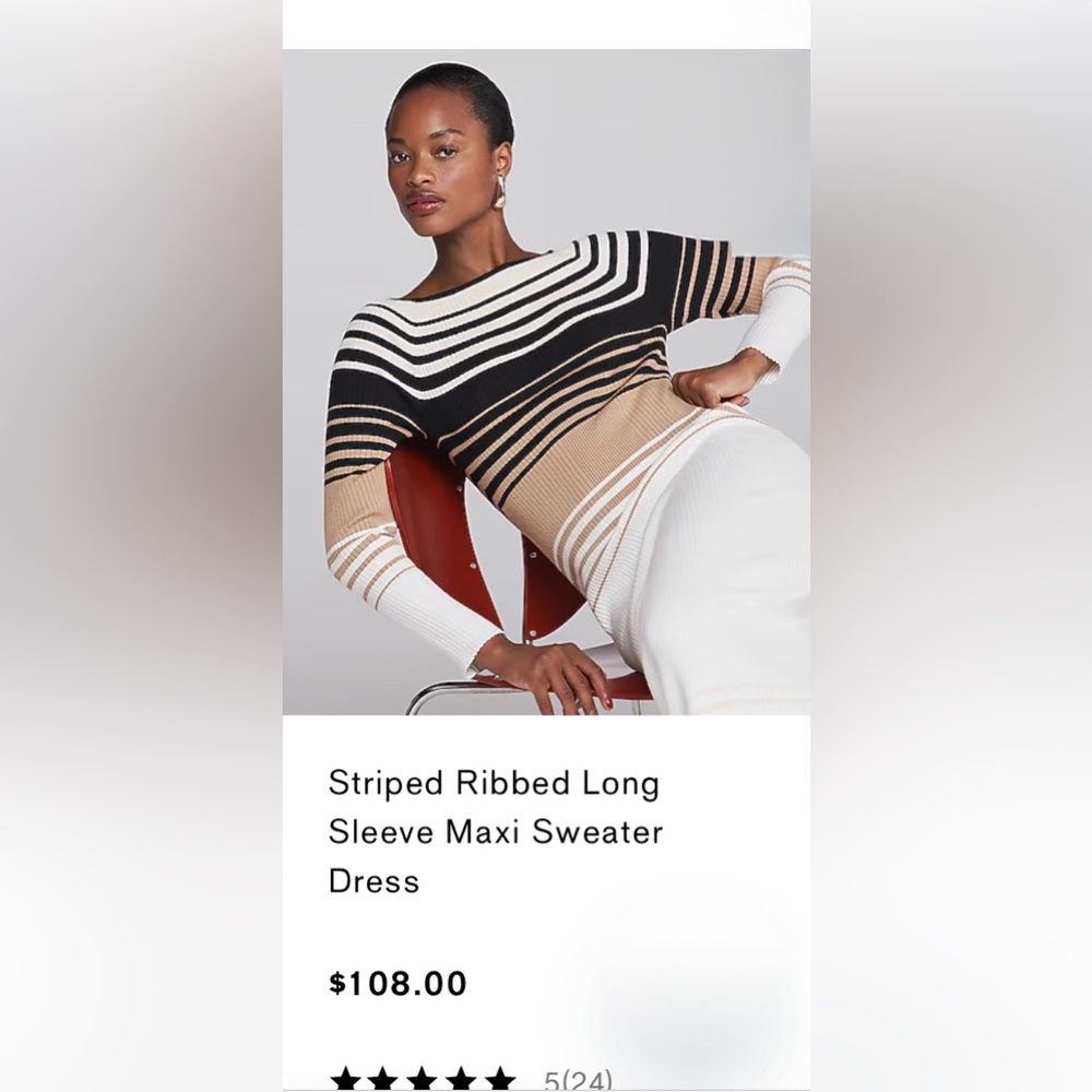 EXPRESS Striped Ribbed Long Sleeve Maxi Sweater Dress SMALL NWT